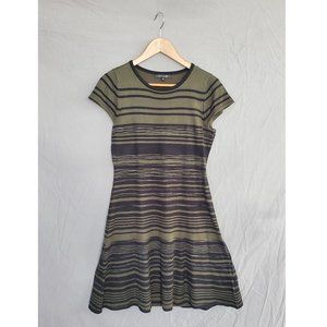 Wardrobe A Olive Green and Black Striped Lightweight Knit Dress